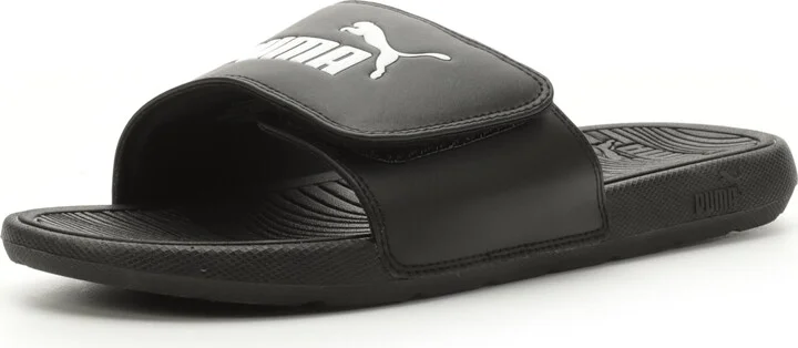 PUMA Men's Cool Cat 2.0 Hook and Loop Slide Sandal Black White