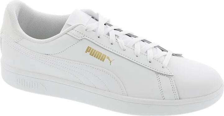 PUMA Men's Smash 3.0 Leather Sneaker White White Gold