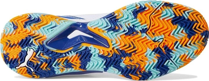 PUMA Nova Court Pickleball Shoes Men's Shoes White/Black/Vivid Blue/Heat Fire : 7 D - Medium, Leather/Synthetic - Image 3
