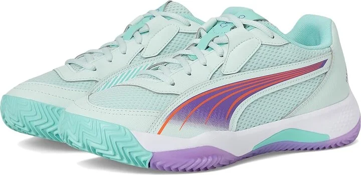 PUMA Nova Court Pickleball Shoes Women's Shoes Peaceful Blue/Purple Glimmer/Safe Lake : 7 B - Medium, Synthetic/Textile