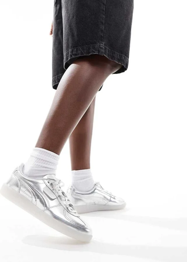 PUMA Palermo Chrome sneakers in silver - Image 4