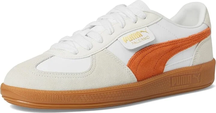 PUMA Palermo Shoes Men's Shoes Puma White/Warm White/Orange Glo : 10.5 D - Medium, Suede - Image 5