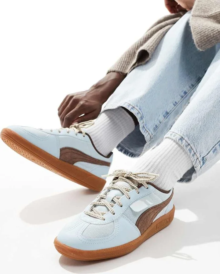 PUMA Palermo sneakers in blue and brown