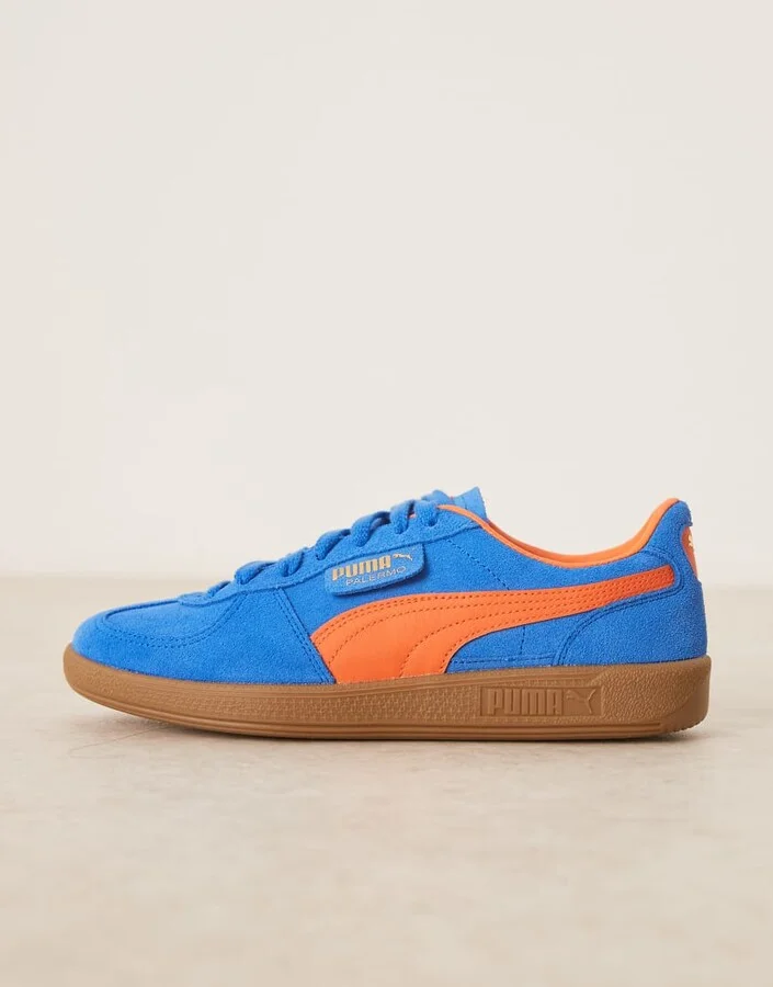 PUMA Palermo sneakers in blue and orange detail - Image 2