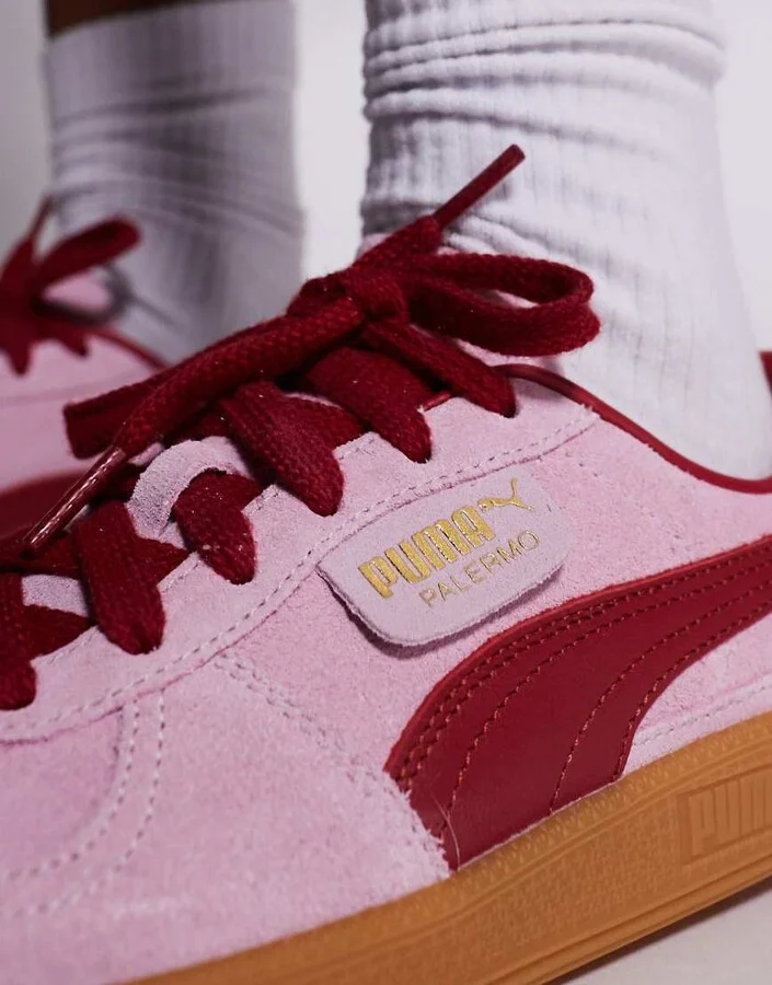 PUMA palermo sneakers in light pink and red - Image 2
