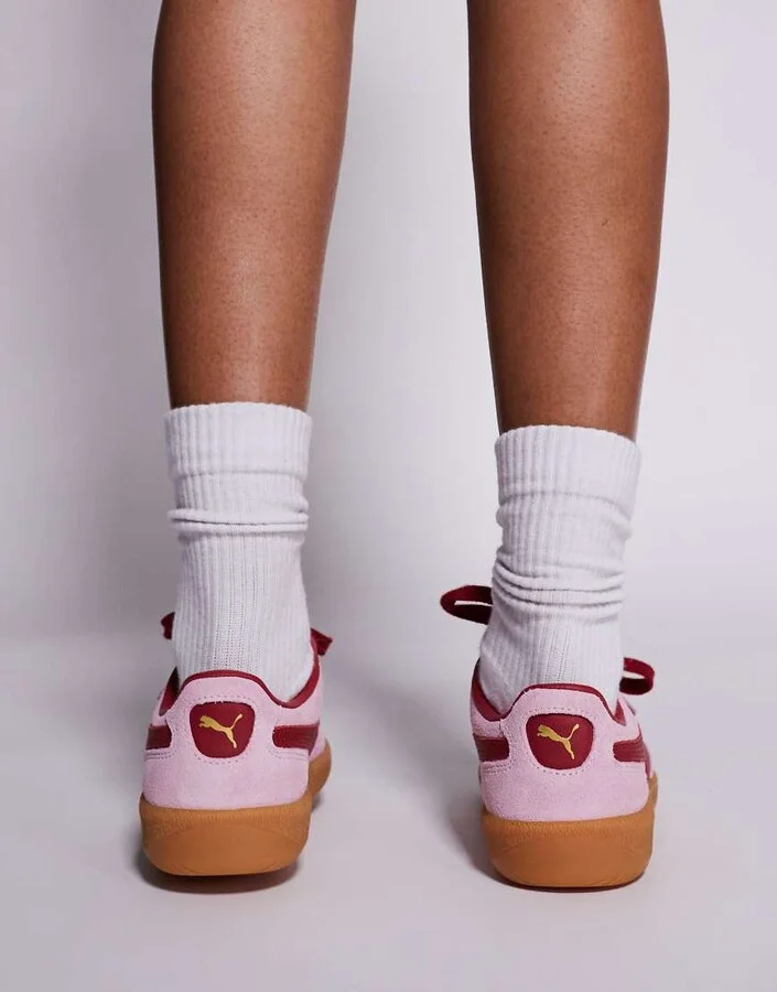 PUMA palermo sneakers in light pink and red - Image 3