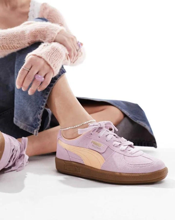 PUMA Palermo sneakers in pink & orange