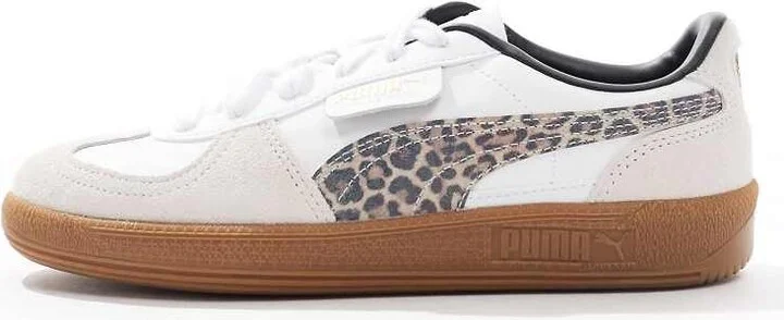 PUMA Palermo sneakers with leopard stripe in white - Image 2