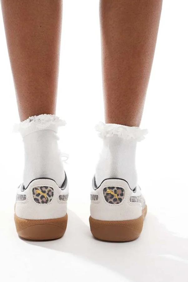 PUMA Palermo sneakers with leopard stripe in white - Image 3