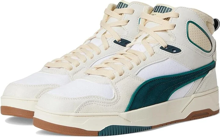 PUMA Rbd Break Mid Shoes Men's Shoes Vapor Gray/Green Terrain/White : 14 D - Medium, Suede/Textile
