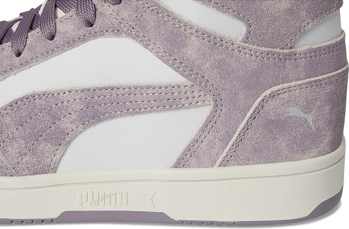 PUMA Rebound Layup Mid Shoes Women's Boots Feather Gray/Plum Jam/Warm White : 11 B - Medium, Leather - Image 7