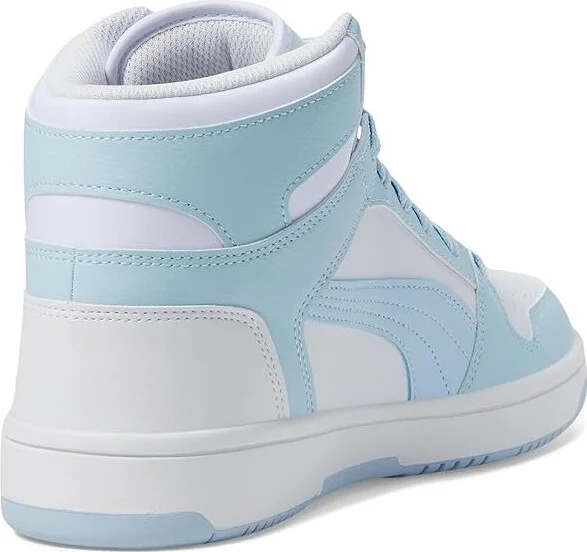 PUMA Rebound Layup Mid Shoes Women's Boots PUMA White/Icy Blue : 5.5 B - Medium, Leather - Image 4