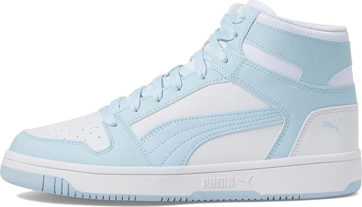 PUMA Rebound Layup Mid Shoes Women's Boots PUMA White/Icy Blue : 5.5 B - Medium, Leather - Image 6