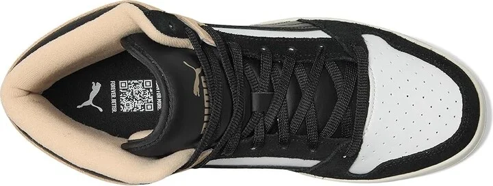 PUMA Rebound Layup Mid Shoes Women's Boots Puma White/Puma Black/Cashew : 5.5 B - Medium, Faux Leather/Leather - Image 2