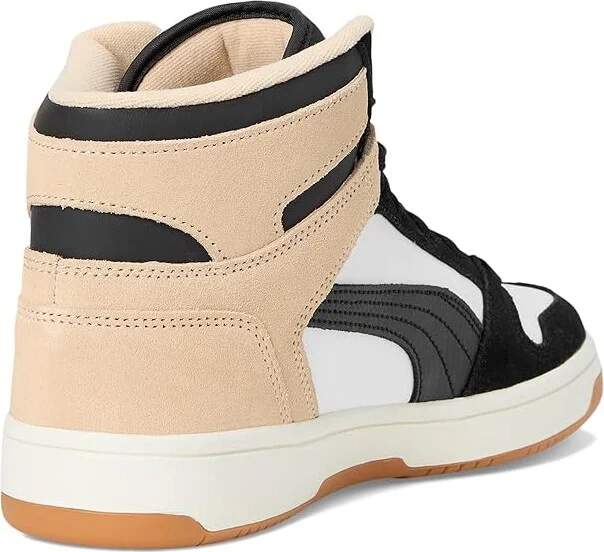 PUMA Rebound Layup Mid Shoes Women's Boots Puma White/Puma Black/Cashew : 5.5 B - Medium, Faux Leather/Leather - Image 4