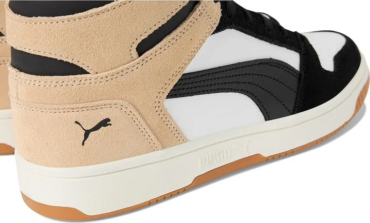 PUMA Rebound Layup Mid Shoes Women's Boots Puma White/Puma Black/Cashew : 5.5 B - Medium, Faux Leather/Leather - Image 7