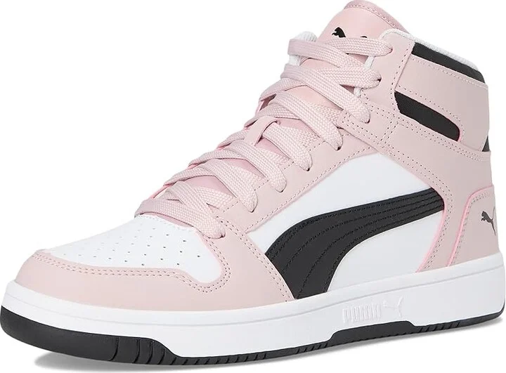 PUMA Rebound Layup Mid Shoes Women's Boots Puma White/Puma Black/Mauve Mist : 5.5 B - Medium, Leather/Synthetic - Image 5