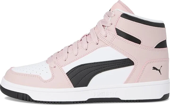 PUMA Rebound Layup Mid Shoes Women's Boots Puma White/Puma Black/Mauve Mist : 5.5 B - Medium, Leather/Synthetic - Image 6