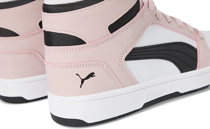 PUMA Rebound Layup Mid Shoes Women's Boots Puma White/Puma Black/Mauve Mist : 5.5 B - Medium, Leather/Synthetic - Image 7