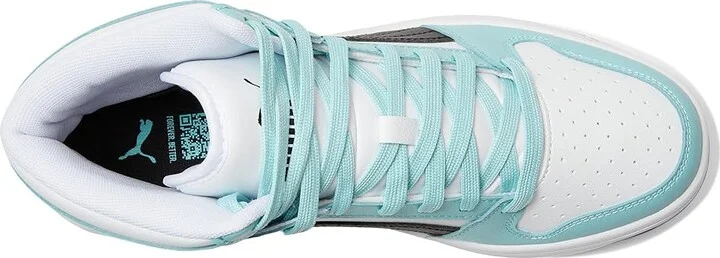 PUMA Rebound Layup Mid Shoes Women's Boots Puma White/Puma Black/Safe Lake : 7.5 B - Medium, Leather/Synthetic - Image 2