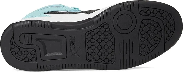 PUMA Rebound Layup Mid Shoes Women's Boots Puma White/Puma Black/Safe Lake : 7.5 B - Medium, Leather/Synthetic - Image 3