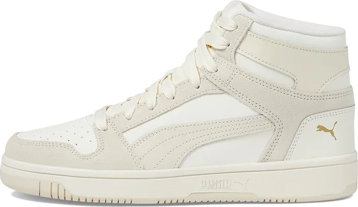 PUMA Rebound Layup Mid Shoes Women's Boots Warm White/Alpine Snow/Sugared Almond : 10.5 B - Medium, Leather - Image 6