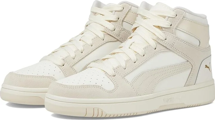 PUMA Rebound Layup Mid Shoes Women's Boots Warm White/Alpine Snow/Sugared Almond : 10.5 B - Medium, Leather