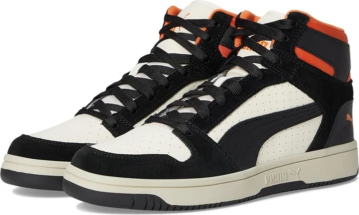PUMA Rebound Layup Sneakers Men's Snow Shoes Alpine Snow/PUMA Black/Maple Syrup : 9 D - Medium, Rubber/Suede