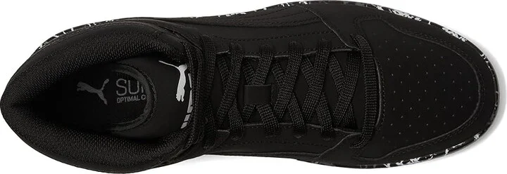 PUMA Rebound Layup Sneakers Men's Snow Shoes Puma Black/Puma Black/Puma White : 10 D - Medium, Leather - Image 2