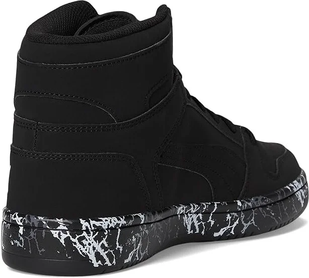 PUMA Rebound Layup Sneakers Men's Snow Shoes Puma Black/Puma Black/Puma White : 10 D - Medium, Leather - Image 4
