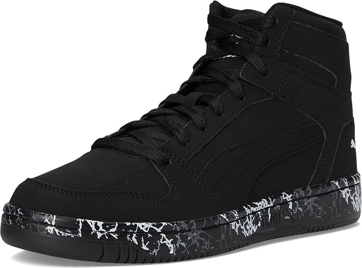 PUMA Rebound Layup Sneakers Men's Snow Shoes Puma Black/Puma Black/Puma White : 10 D - Medium, Leather - Image 5