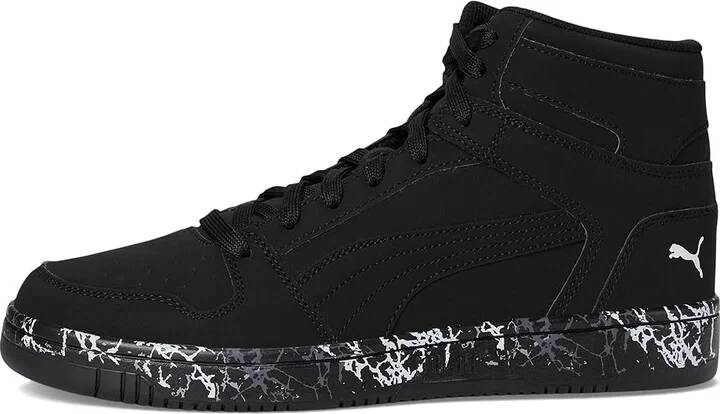 PUMA Rebound Layup Sneakers Men's Snow Shoes Puma Black/Puma Black/Puma White : 10 D - Medium, Leather - Image 6