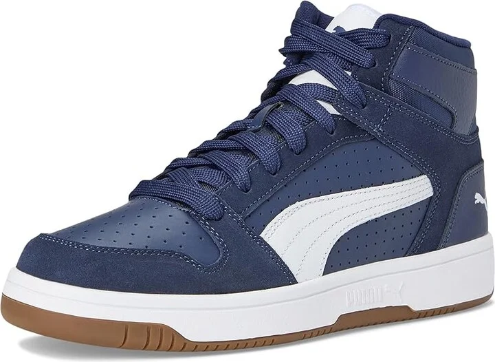 PUMA Rebound Layup Sneakers Men's Snow Shoes Puma Navy/Puma White : 10.5 D - Medium, Leather - Image 5