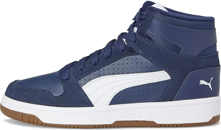 PUMA Rebound Layup Sneakers Men's Snow Shoes Puma Navy/Puma White : 10.5 D - Medium, Leather - Image 6