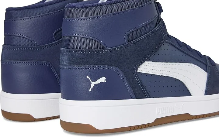 PUMA Rebound Layup Sneakers Men's Snow Shoes Puma Navy/Puma White : 10.5 D - Medium, Leather - Image 7