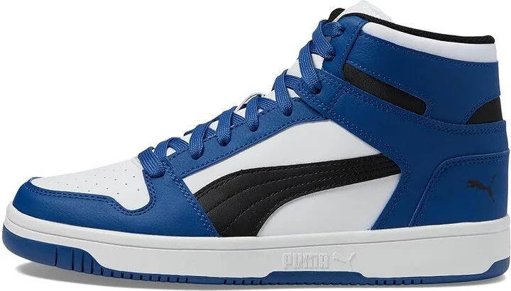 PUMA Rebound Layup Sneakers Men's Snow Shoes Puma White/Puma Black/Clyde Royal : 8 D - Medium, Leather - Image 6