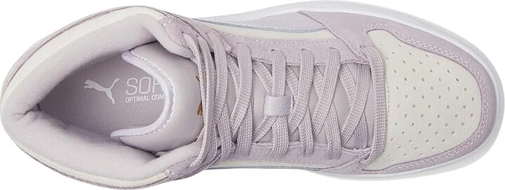 PUMA Rebound Layup Stone Women's Lace up casual Shoes Feather Gray/Marble/Puma Team Gold : 6 B - Medium, Leather - Image 2