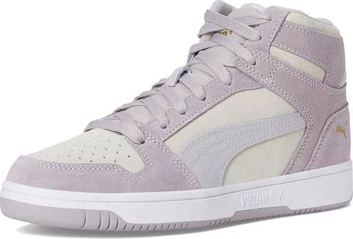 PUMA Rebound Layup Stone Women's Lace up casual Shoes Feather Gray/Marble/Puma Team Gold : 6 B - Medium, Leather - Image 5