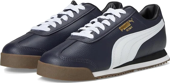 PUMA Roma 24 Standard Men's Lace up casual Shoes New Navy/Puma White : 10 D - Medium, Leather