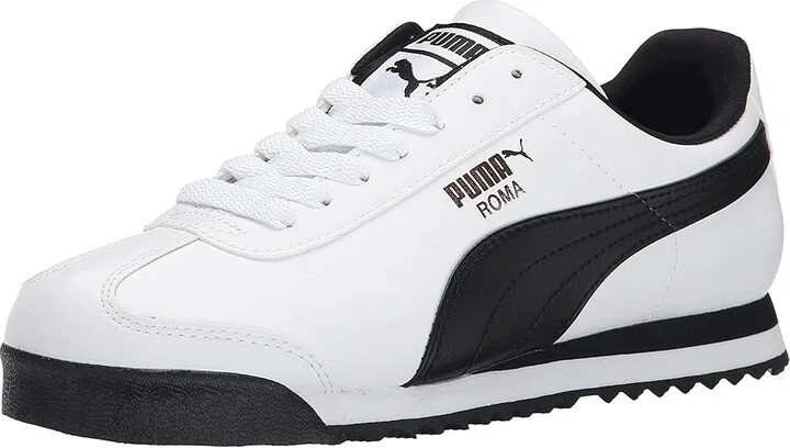 PUMA Roma Basic Men's Shoes White/Black : 6.5 D - Medium, Leather - Image 2