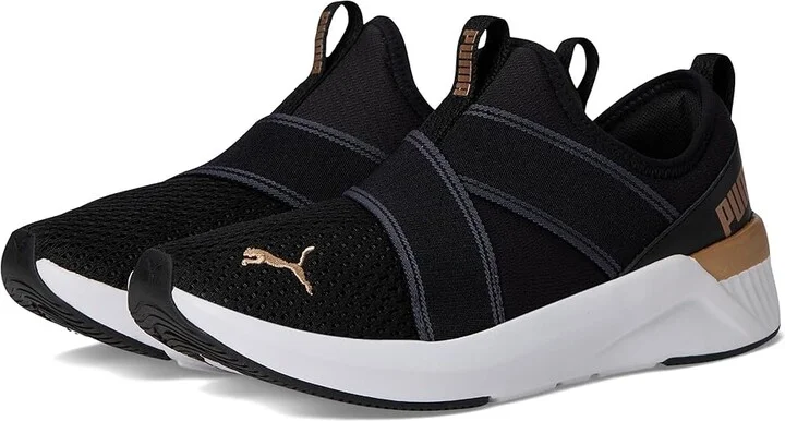 PUMA Softride Harli Slip-On Cross Training Shoes Women's Running Shoes PUMA Black/PUMA White/PUMA Gold : 8.5 B - Medium, Synthetic