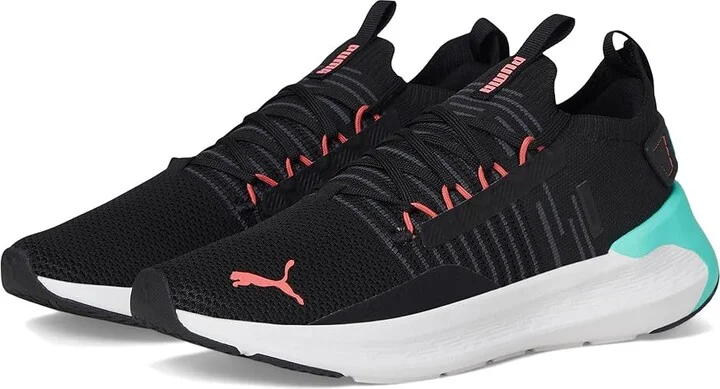 PUMA Softride Symmetry Fuzion Running Shoes Women's Shoes Puma Black-Aquatic-Peach Frost : 5.5 B - Medium, Synthetic/Textile