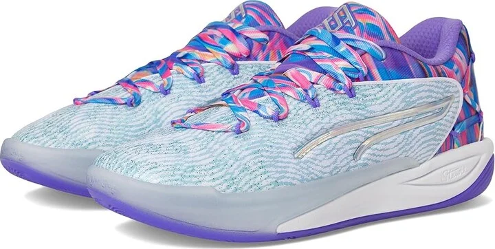 PUMA Stewie Basketball Shoes Women's Basketball Shoes Puma White/Light Aqua : 10.5 B - Medium, Synthetic/Textile