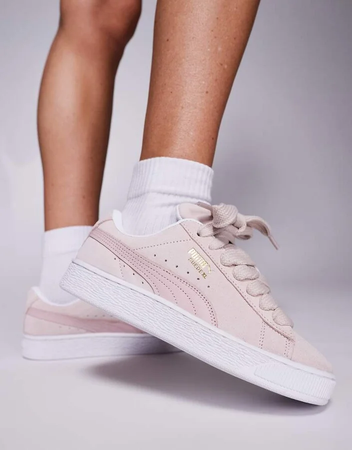 Puma Suede XL sneakers in light pink and white - Image 4