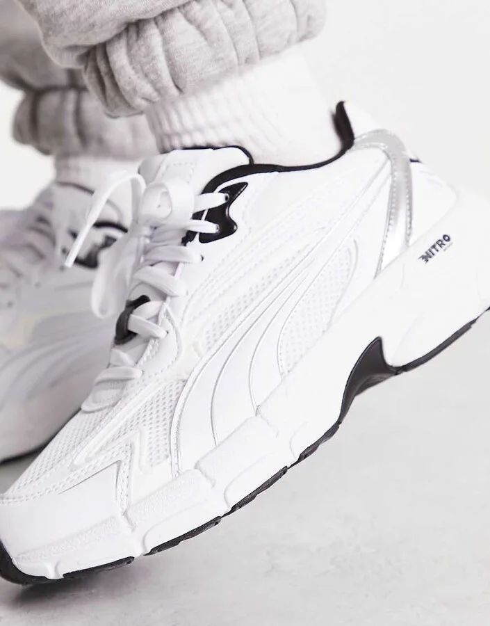 PUMA Teveris Nitro metallic sneakers in white with silver detail - Image 2