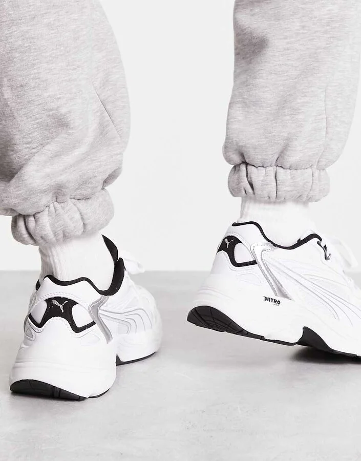 PUMA Teveris Nitro metallic sneakers in white with silver detail - Image 3
