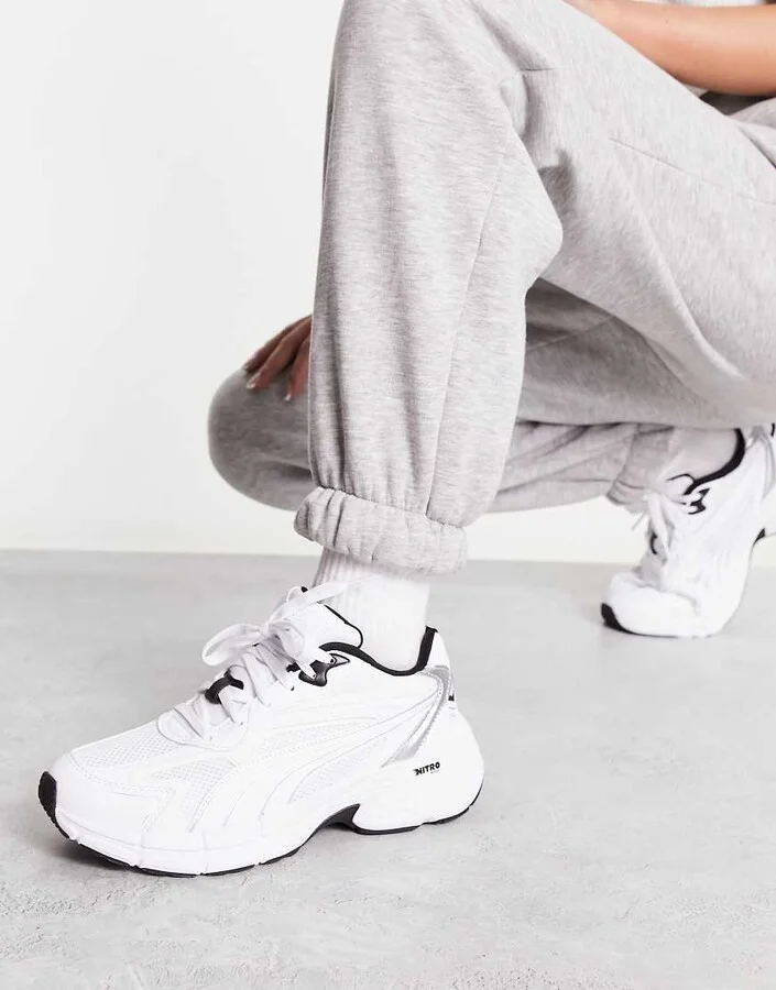 PUMA Teveris Nitro metallic sneakers in white with silver detail - Image 4