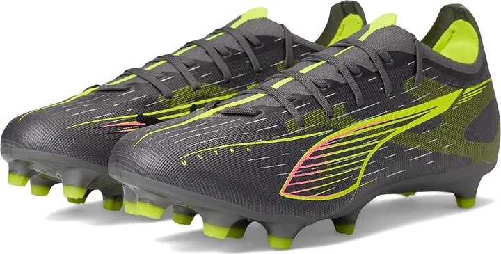 PUMA Ultra 5 Match Firm, Artificial Ground Soccer Cleats Men's Soccer Shoes Matte Aged Silver-Yellow Alert-Puma Aged Silver : 10.5 D - Medium