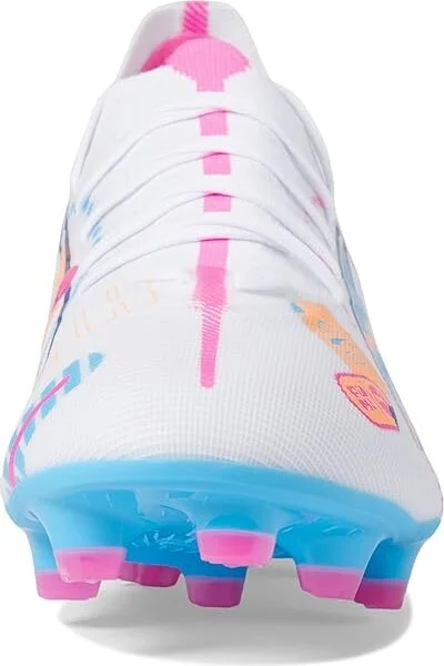 PUMA Ultra 5 Match Firm, Artificial Ground Soccer Cleats Men's Soccer Shoes Puma White/Luminous Blue/Poison Pink/Fizzy Melon : 13 D - Medium - Image 3