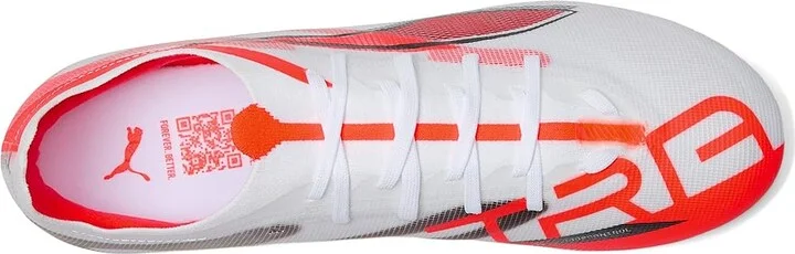 PUMA Ultra 5 Match Firm, Artificial Ground Soccer Cleats Men's Soccer Shoes Puma White-Puma Black-Glowing Red : 9 D - Medium, Leather - Image 2